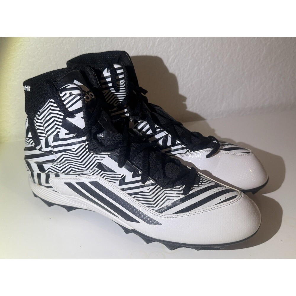 Adidas Mens Sz 10.5 High‎ Top Football Cleats Black White Geometric Techfit